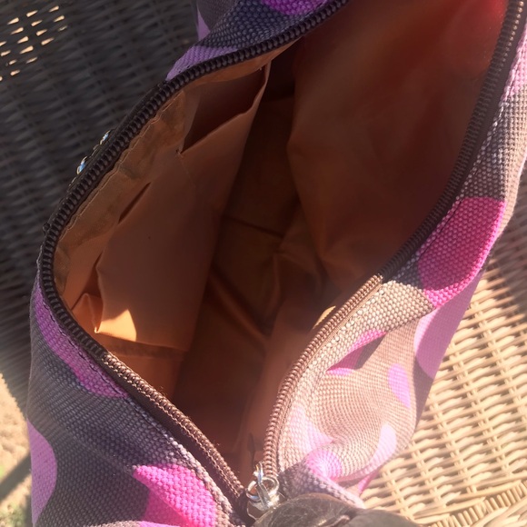 Brown and Pink Polka Dot Belt Buckle Handbag - Picture 7 of 7